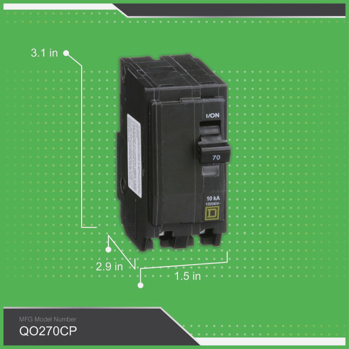 Square D QO 70A Double-Pole Standard Trip Circuit Breaker Image 3