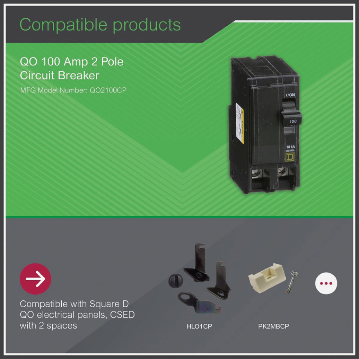 Square D QO 100A Double-Pole Standard Trip Circuit Breaker Image 4