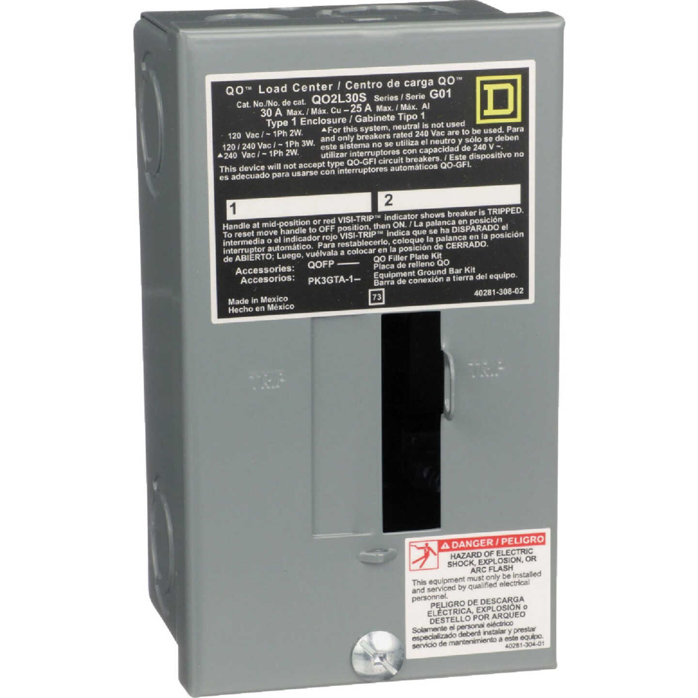Square D QO 30A 2-Space 2-Circuit Indoor Main Lug Load Center Image 1