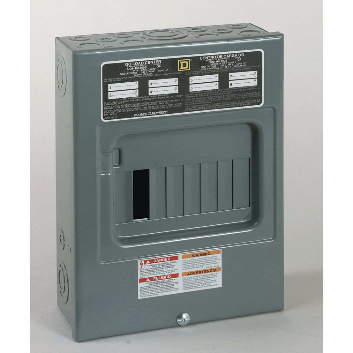 Square D QO 100A 8-Space 16-Circuit Indoor Main Lug Load Center