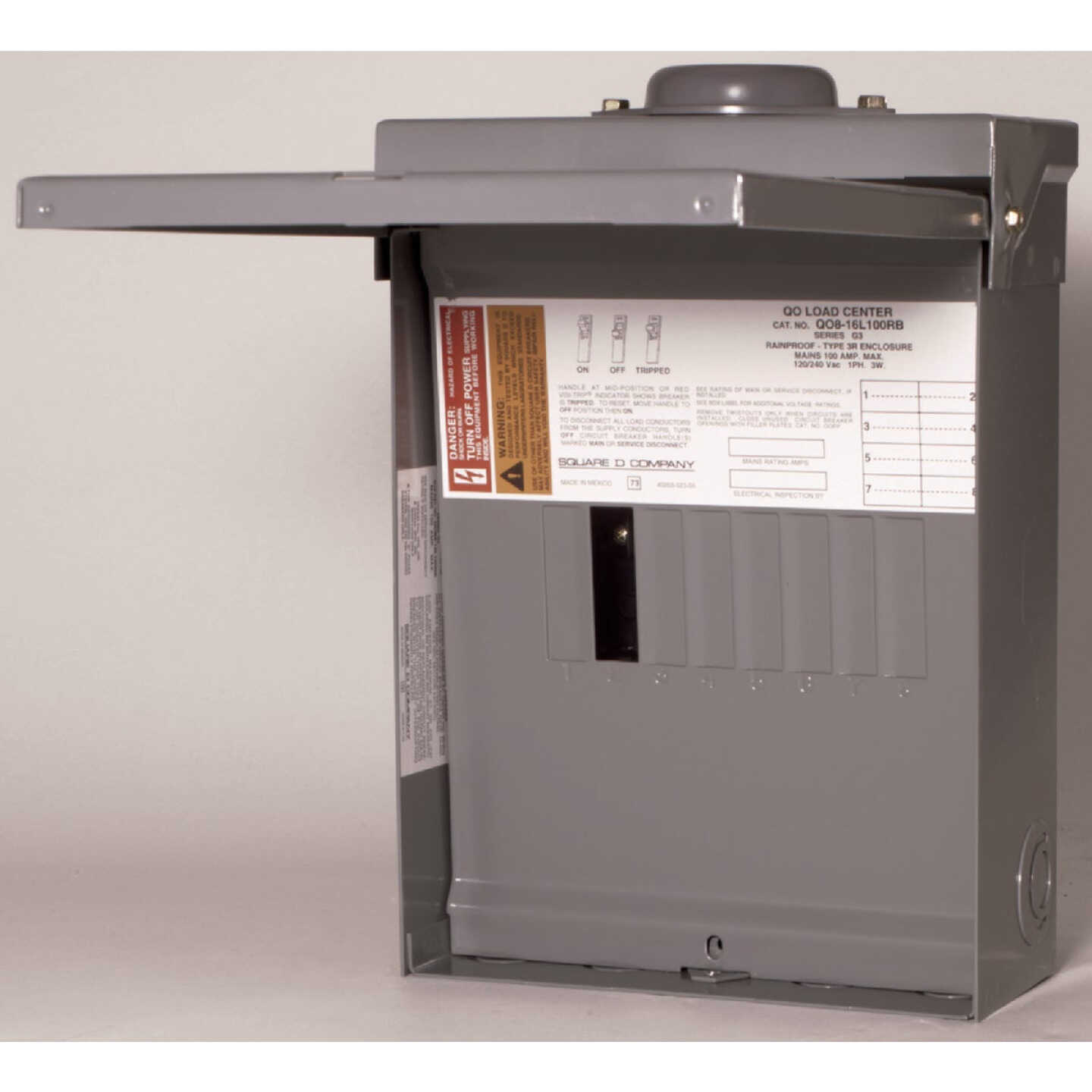 Square D QO 100A 8-Space 16-Circuit Raintight Main Lug Load Center Image 1