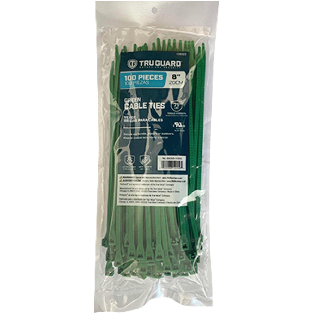 TruGuard 8 In. Green Self-Locking Cable Ties (100-Pack)