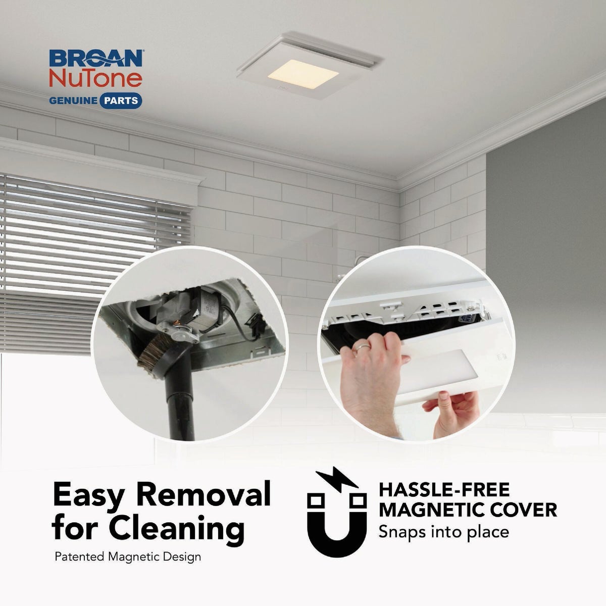 Broan-NuTone CleanCover 12 In. x 12 In. Magnetic LED Bath Exhaust Fan Grille Image 4