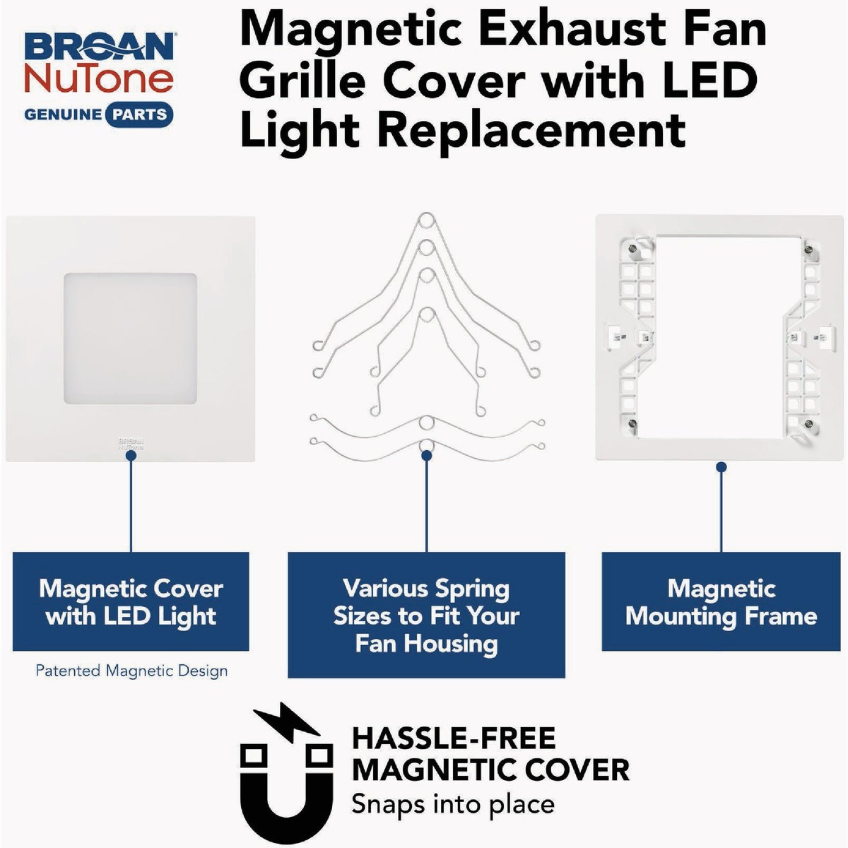 Broan-NuTone CleanCover 12 In. x 12 In. Magnetic LED Bath Exhaust Fan Grille Image 3