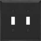 Amerelle Century 2-Gang Steel Toggle Switch Wall Plate, Black Image 1