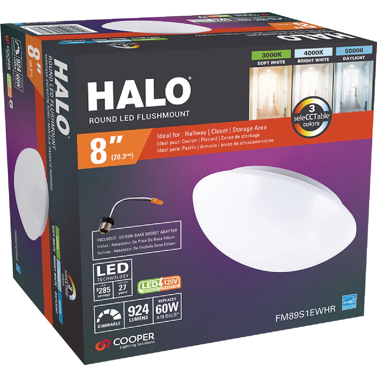 Halo 8 In. CCT LED Low Profile Round Flush Mount Ceiling Light Fixture Image 7