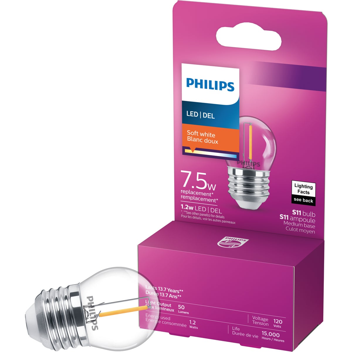Philips S11 1.5W E26 SW Clear