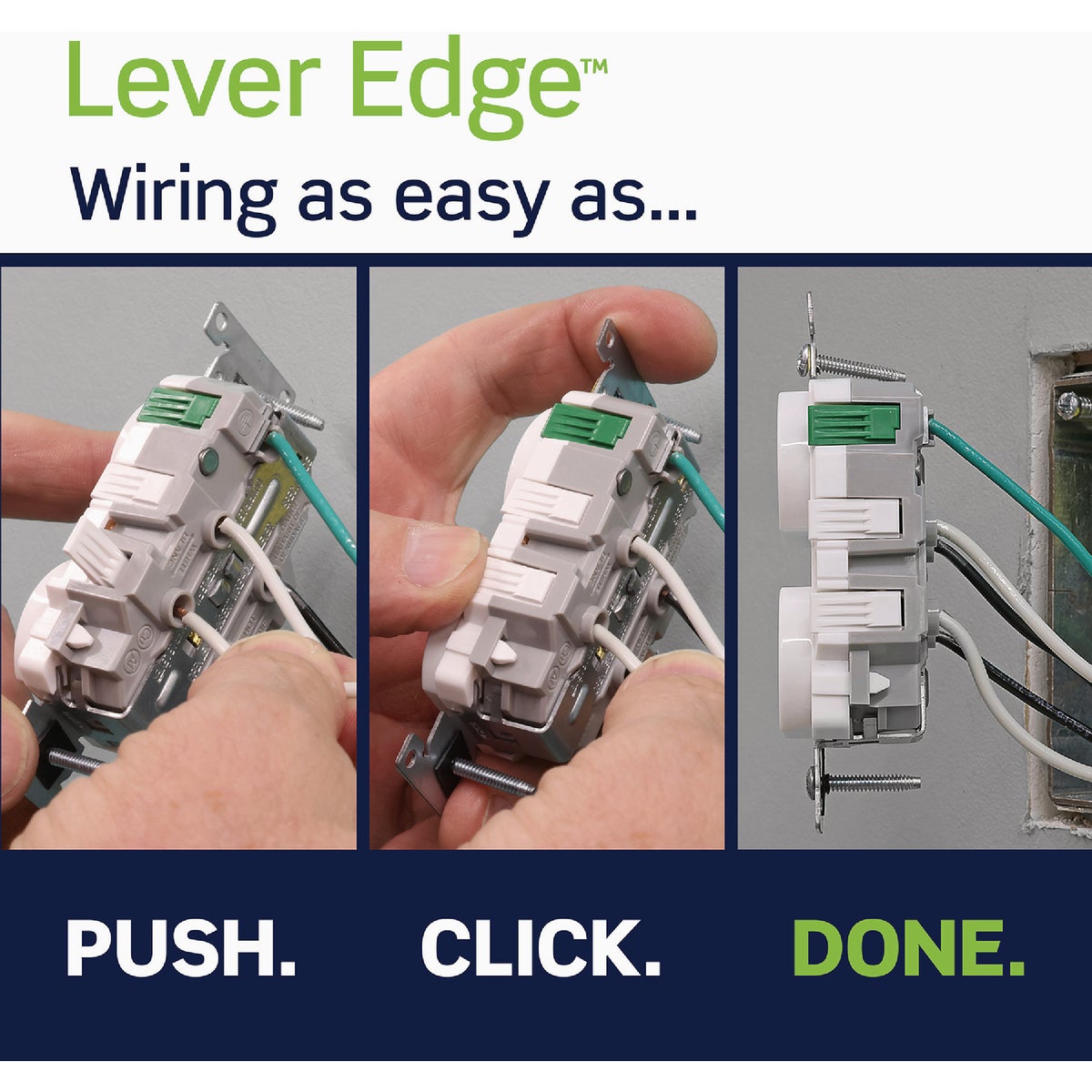 Leviton Lever Edge White 20A Commercial Grade 5-20R Duplex Outlet Image 3