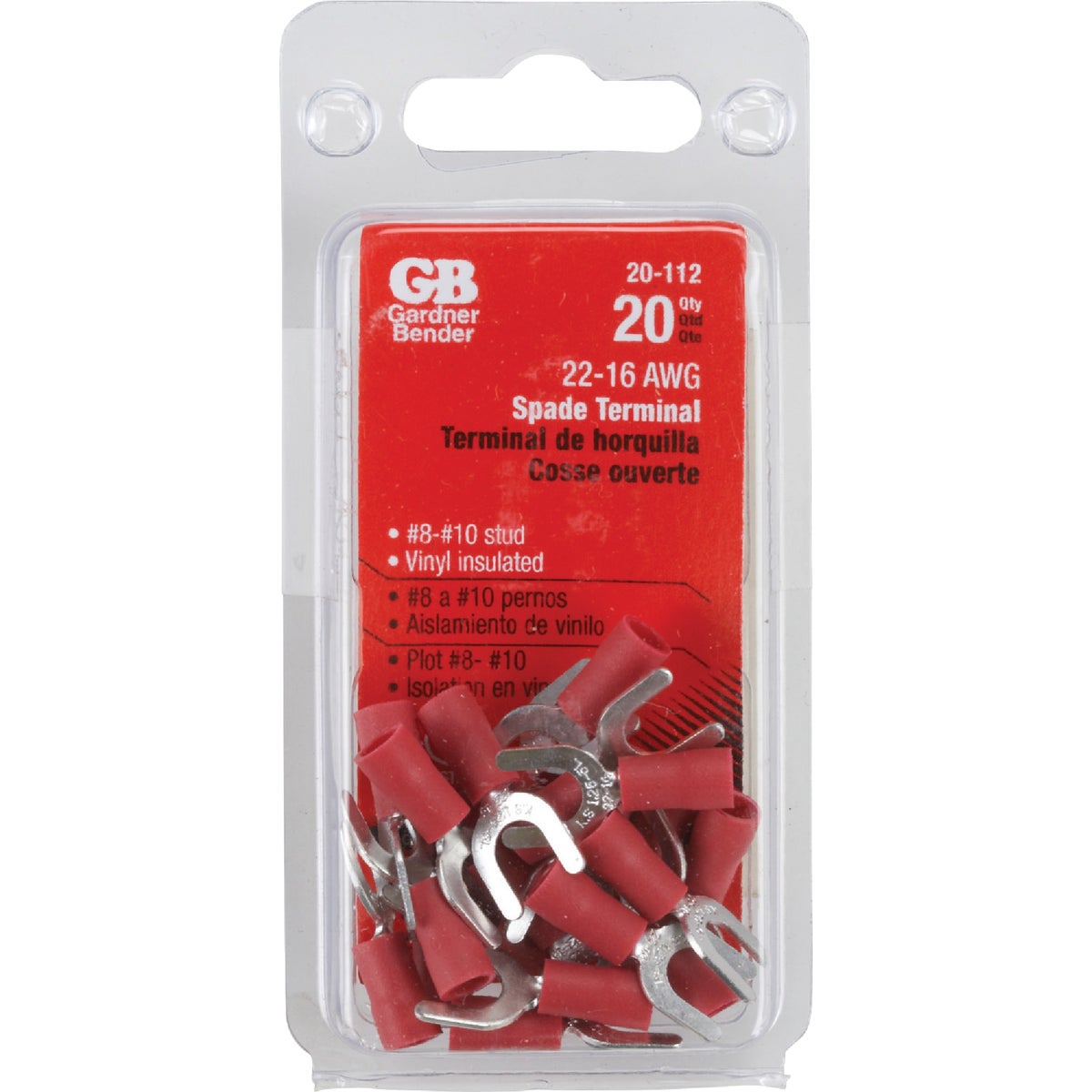 Gardner Bender 22 to 16 AWG #8 to #10 Yes Spade Terminal (20-Pack) Image 1