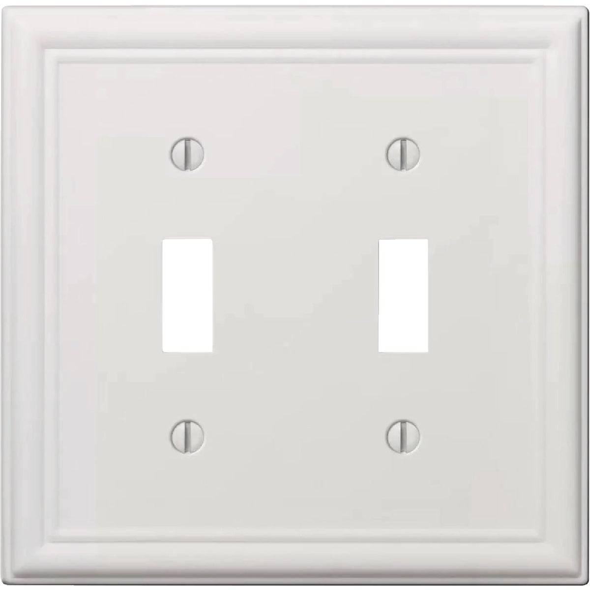 Amerelle Chelsea 2-Gang Stamped Steel Toggle Switch Wall Plate, White