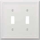 Amerelle Chelsea 2-Gang Stamped Steel Toggle Switch Wall Plate, White Image 1
