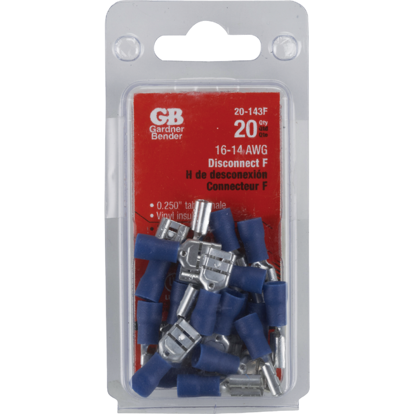 Gardner Bender 16 to 14 AWG Female Blue Vinyl-Insulated Barrel Disconnect (20-Pack) Image 1
