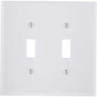 Leviton 2-Gang Plastic Toggle Switch Wall Plate, White Image 1