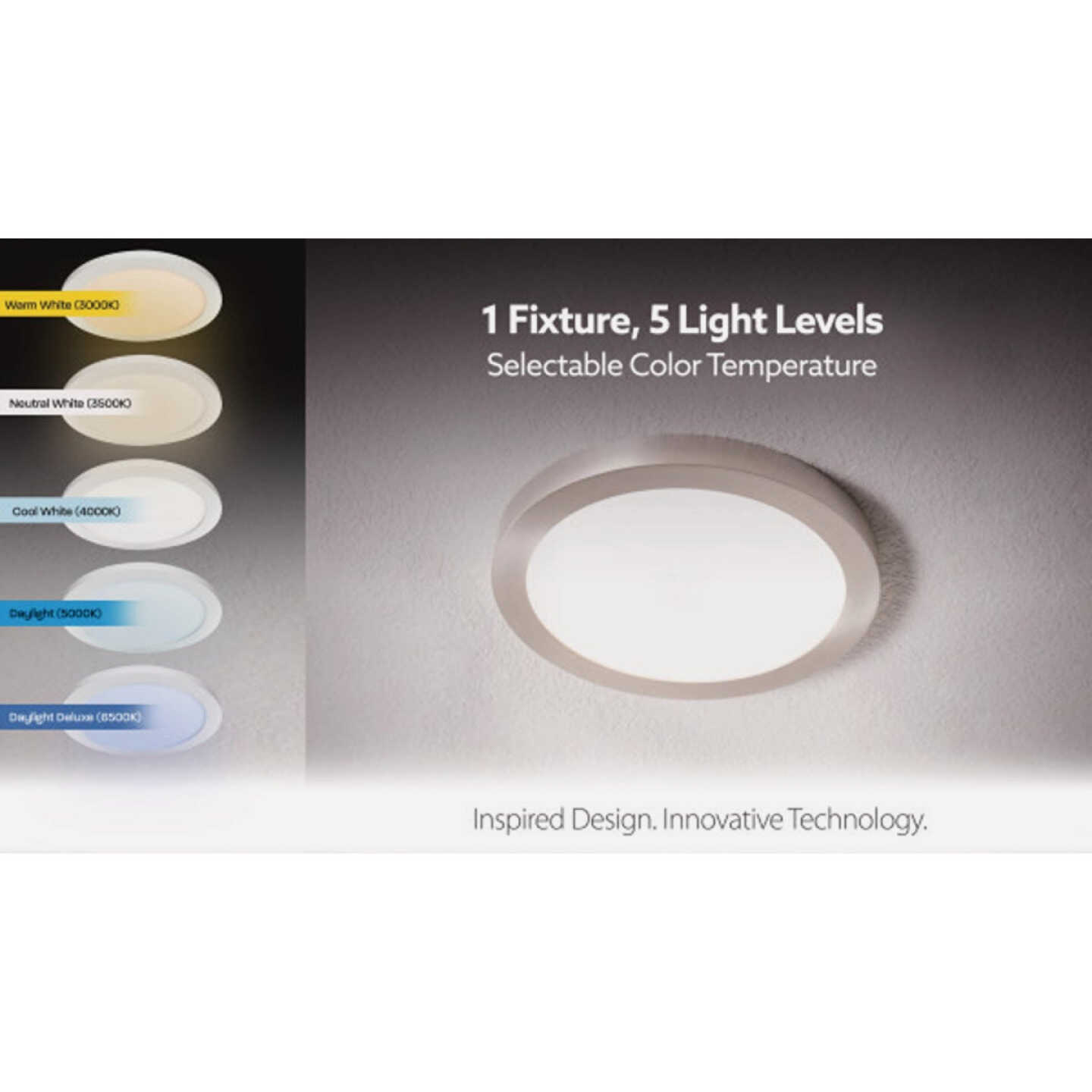 Feit Electric Edge-Lit 11 In. White Round 6-Way LED Disc Flush Mount Light Image 1
