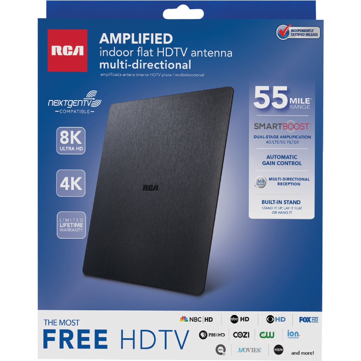 RCA Platinum Series Black 8.53 In. Amplified Flat Indoor Antenna Image 2