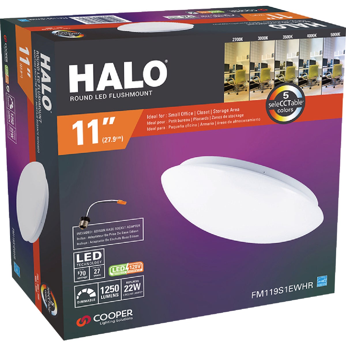 Halo 11 In. CCT LED Low Profile Round Flush Mount Ceiling Light Fixture Image 7
