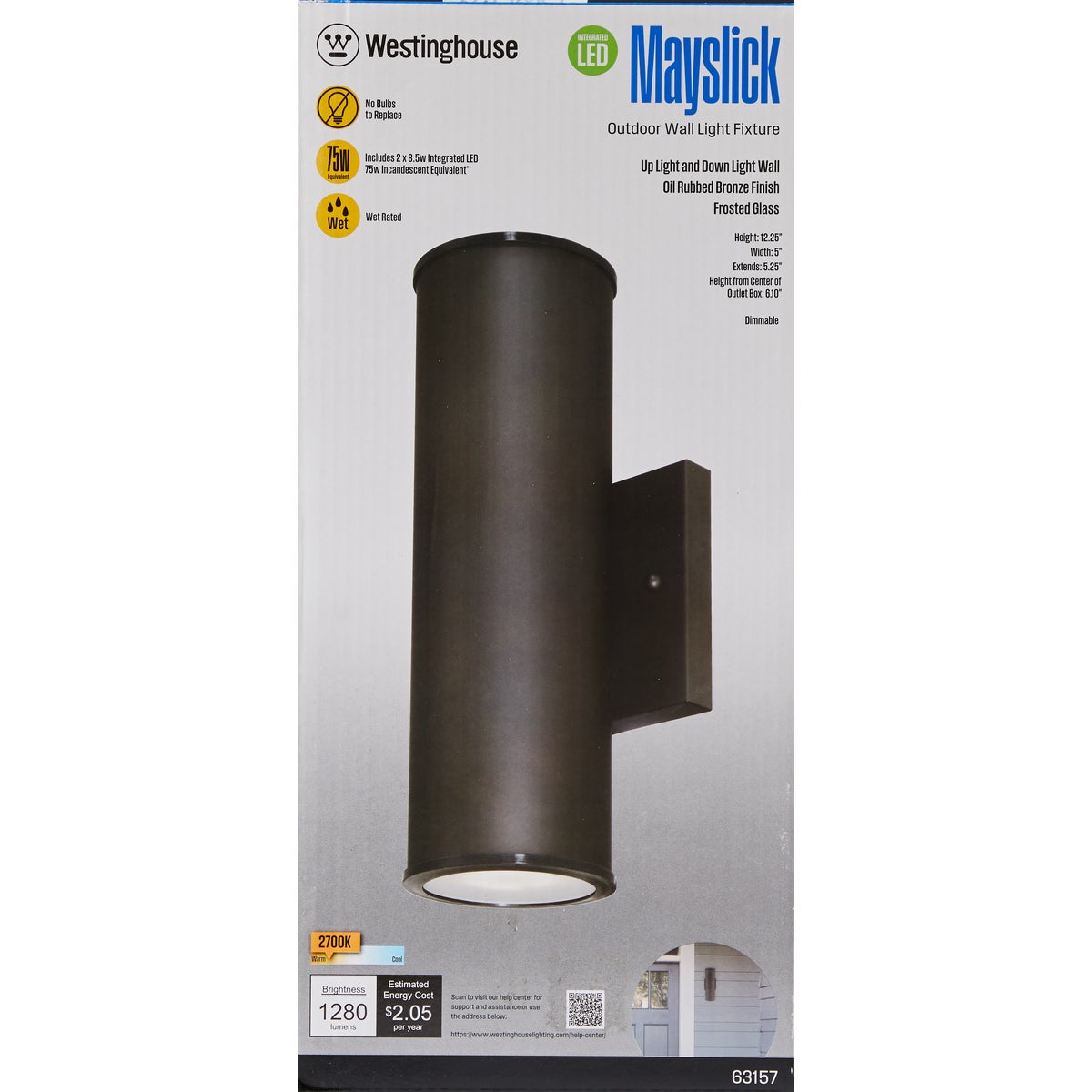 Westinghouse Mayslick 2-Light LED Oil Rubbed Bronze Dimmable Outdoor Wall Fixture Image 2