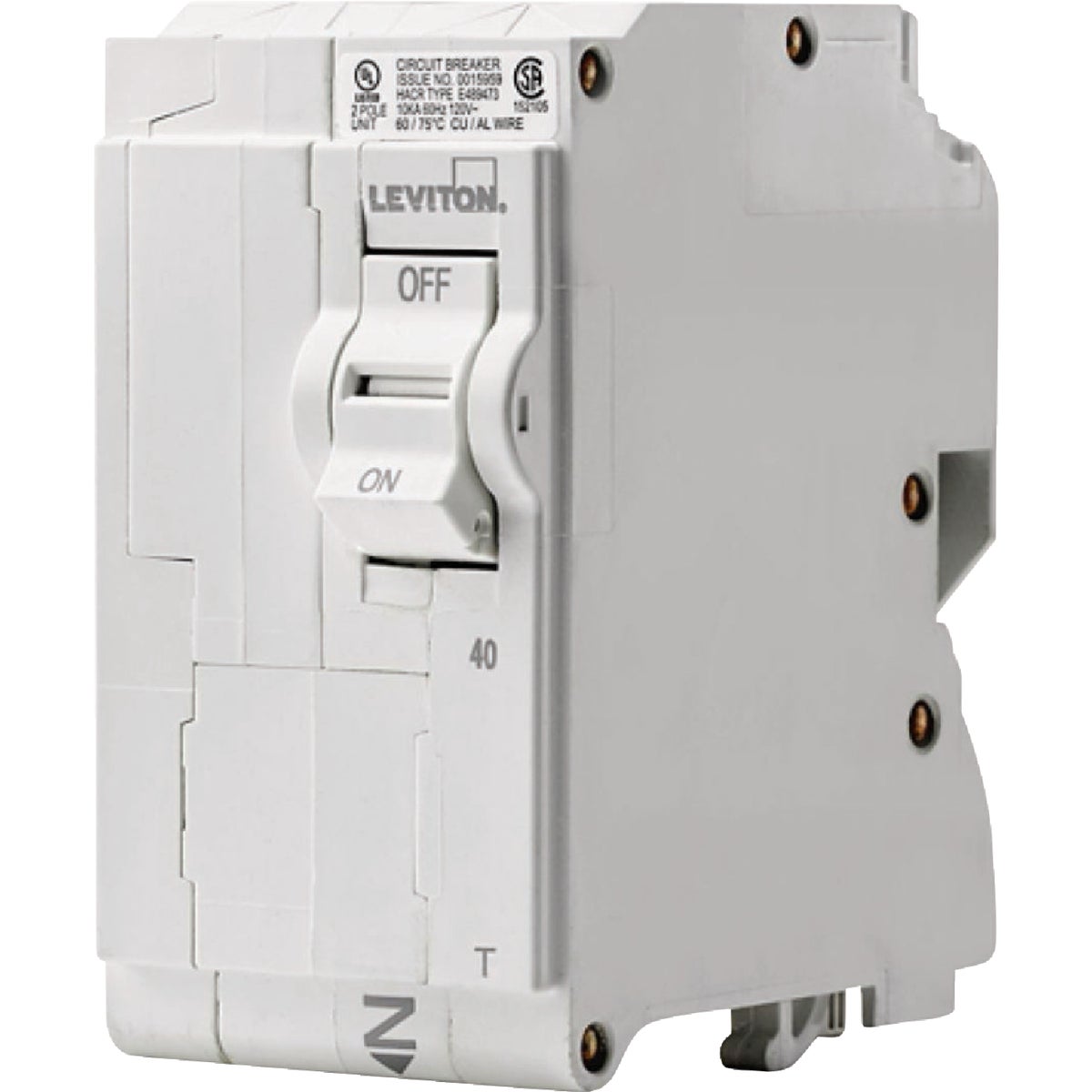 Leviton 40A Double-Pole Plug-On Standard Branch Thermal Magnetic Trip Circuit Breaker