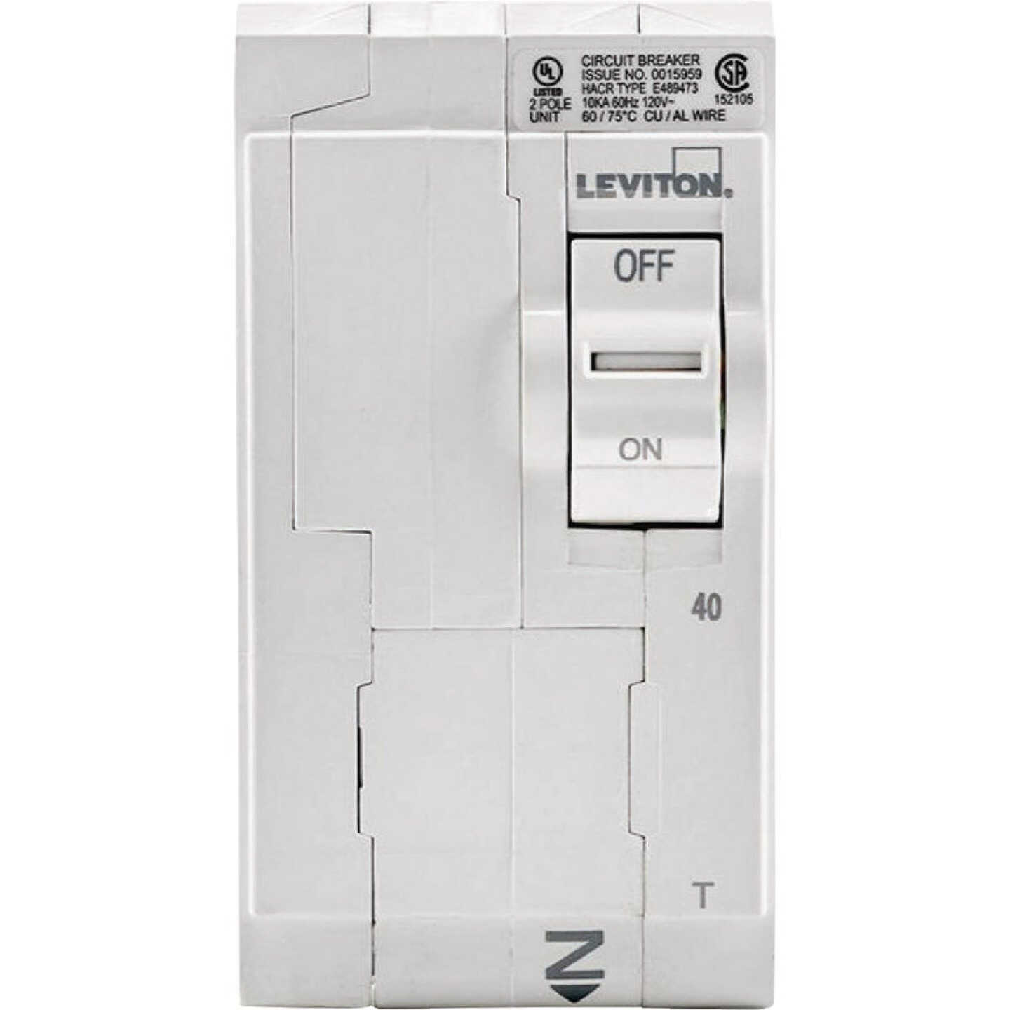 Leviton 40A Double-Pole Plug-On Standard Branch Thermal Magnetic Trip Circuit Breaker Image 2