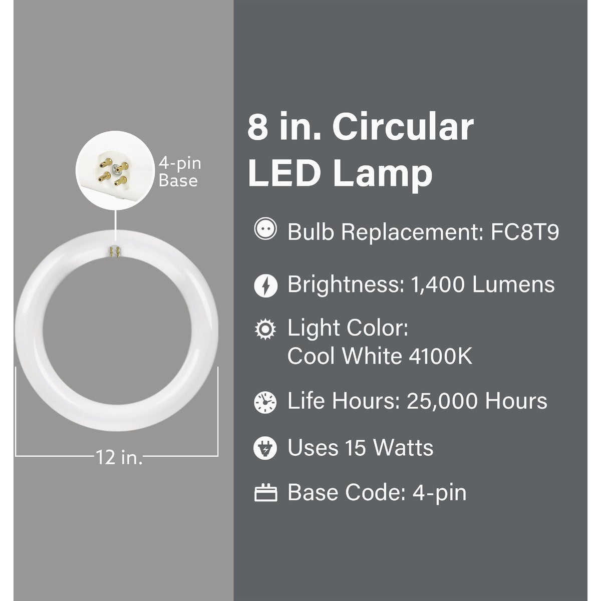 Feit Electric 15W Cool White T9 Direct Replacement Circular LED Light Bulb Image 2