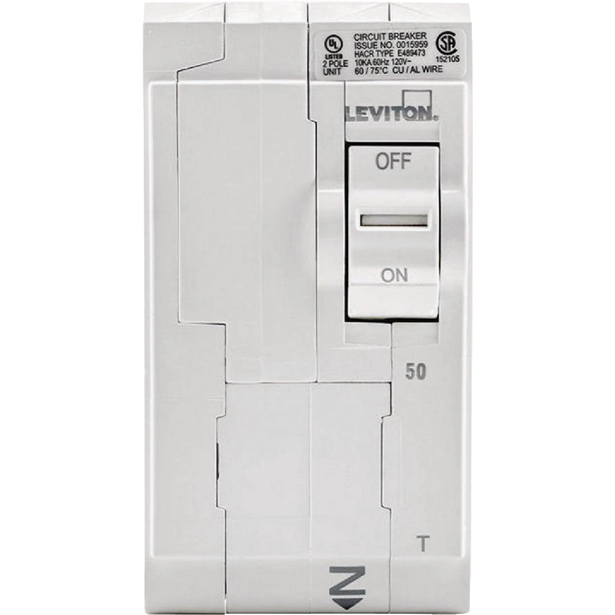 Leviton 50A Double-Pole Plug-On Standard Branch Thermal Magnetic Trip Circuit Breaker Image 2