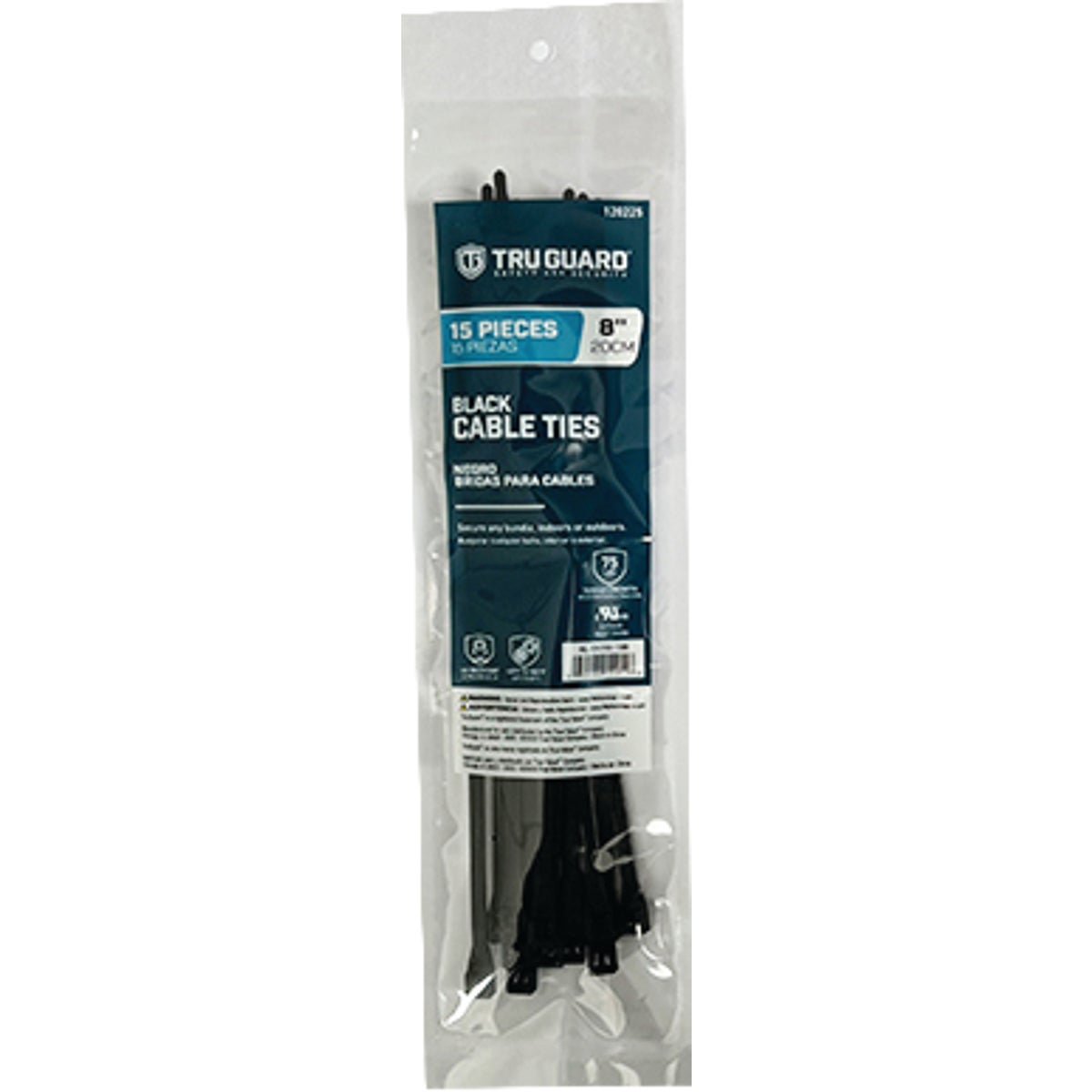 TruGuard 8 In. Black Self-Locking Cable Ties (15-Pack)