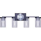 Canarm Britton 4-Light Black Vanity Bath Light Fixture, Clear Glass Image 5
