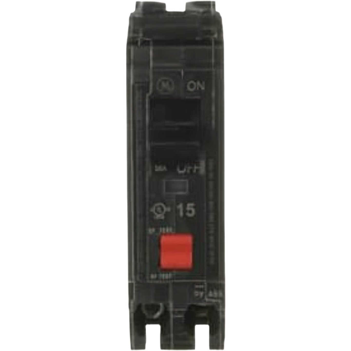 GE 15A Single-Pole Ground Fault Self Test GFCI Breaker Image 1