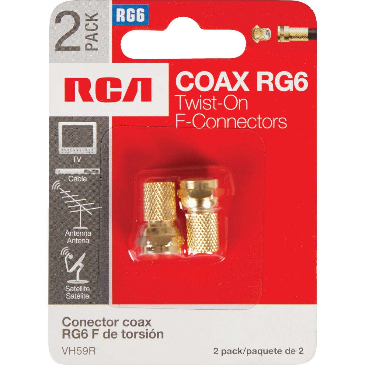 RCA RG Twist-On Coaxial F-Connector (2-Pack) Image 2