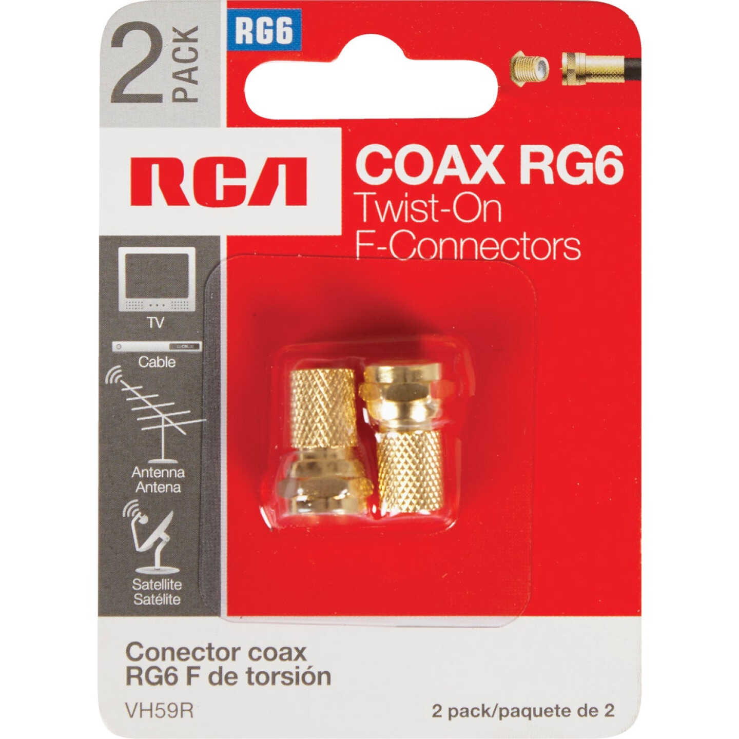 RCA RG Twist-On Coaxial F-Connector (2-Pack) Image 2