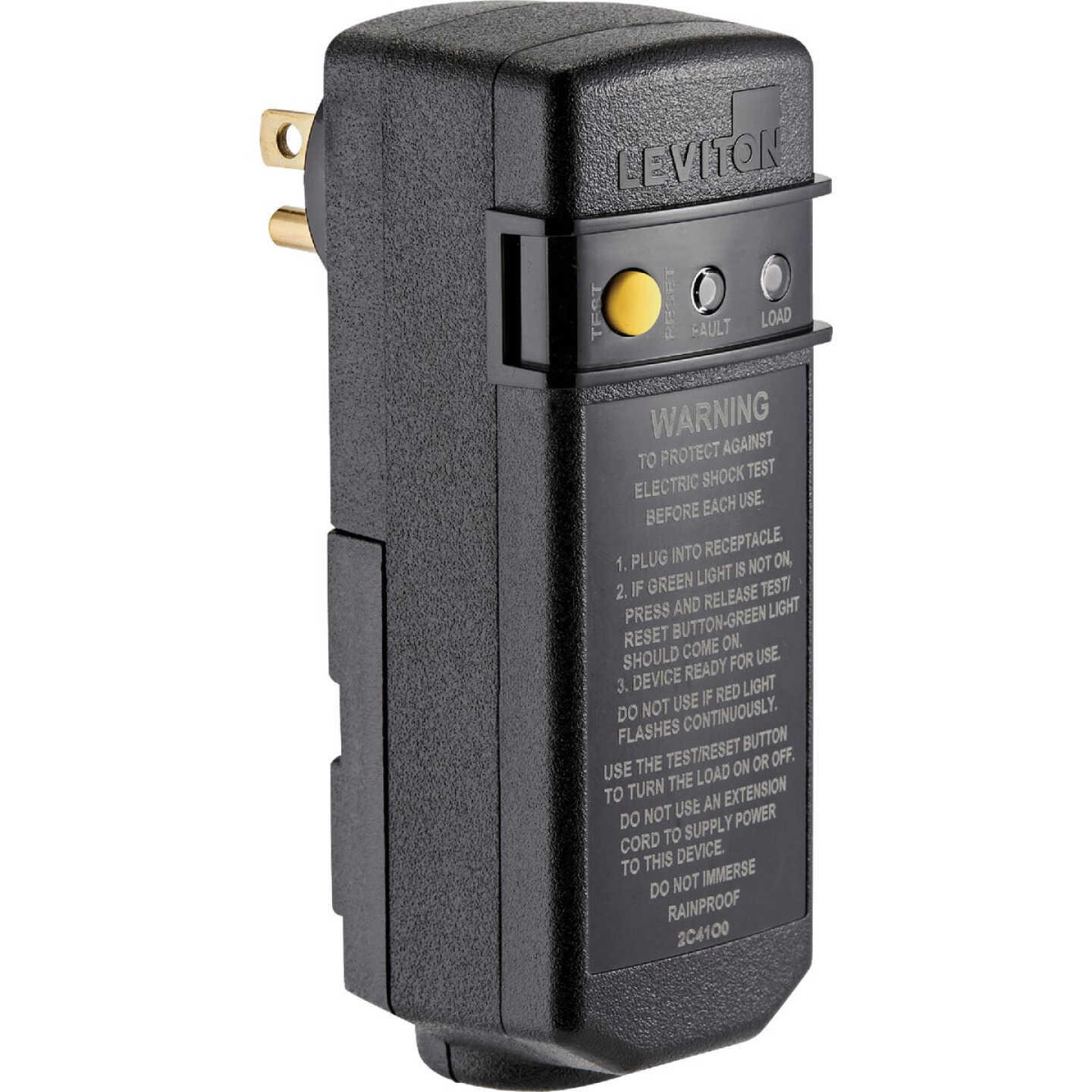 Leviton 15A 120V AC Self-Test Right Angle Plug-In GFCI with Automatic Reset Image 1
