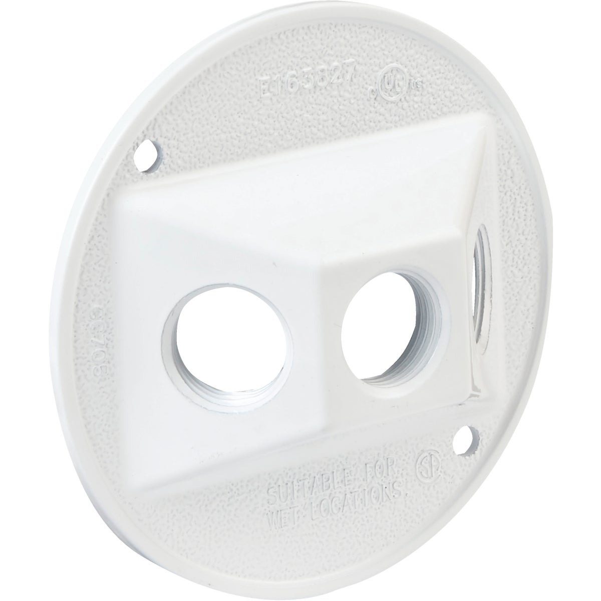 Bell 3-Outlet Round Zinc White Cluster Weatherproof Outdoor Box Cover, Shrink Wrapped Image 1
