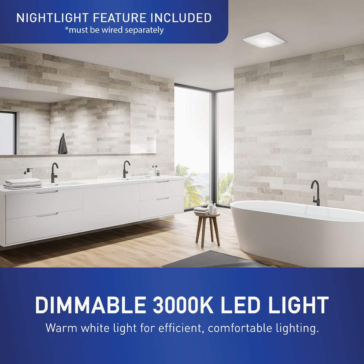Panasonic Whisper Remodel 80/110 CFM Bathroom Exhaust Fan with Dimmable LED Light Image 5
