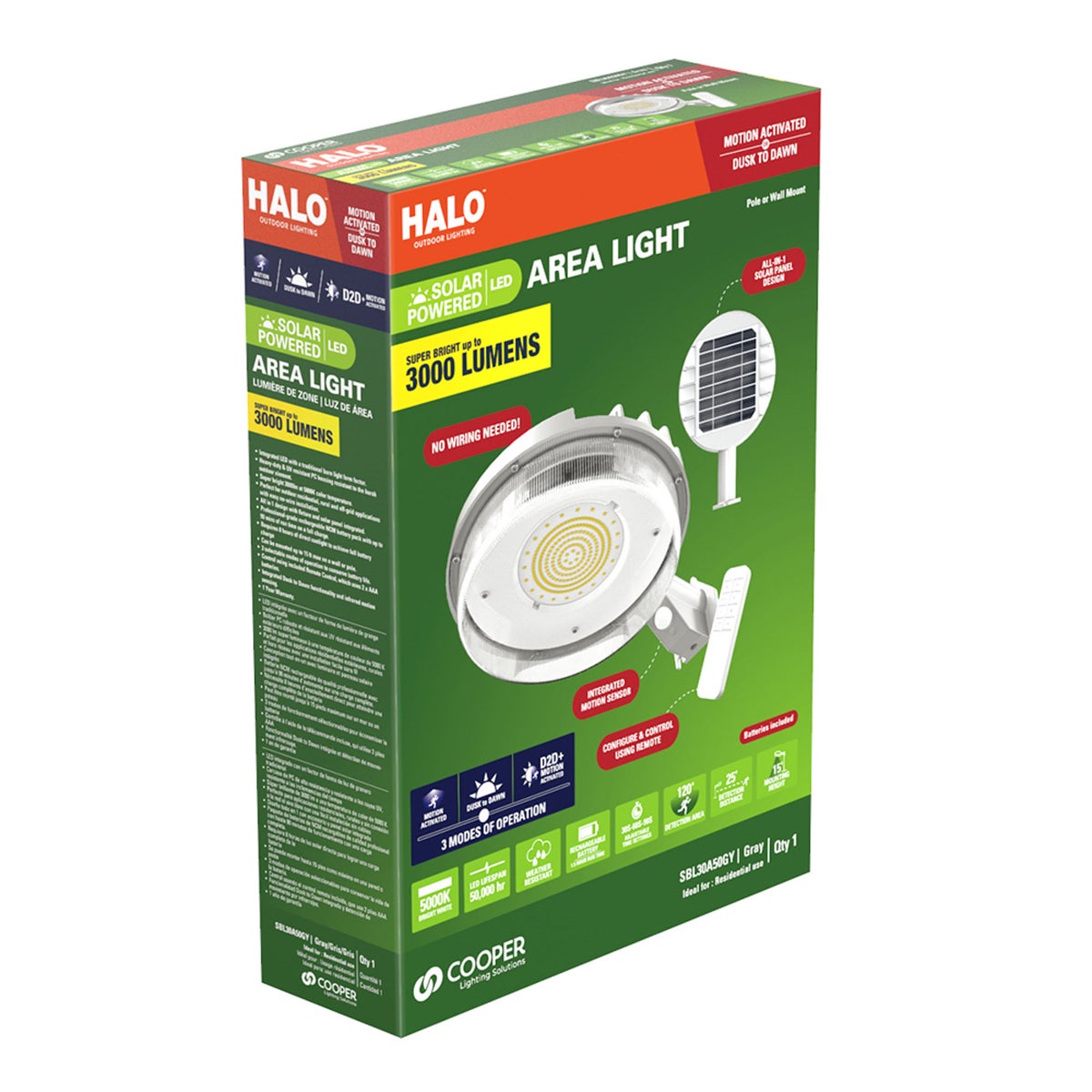 Halo Motion Activated Dusk to Dawn Selectable Lumen Solar Flood Light with Remote Control Image 7