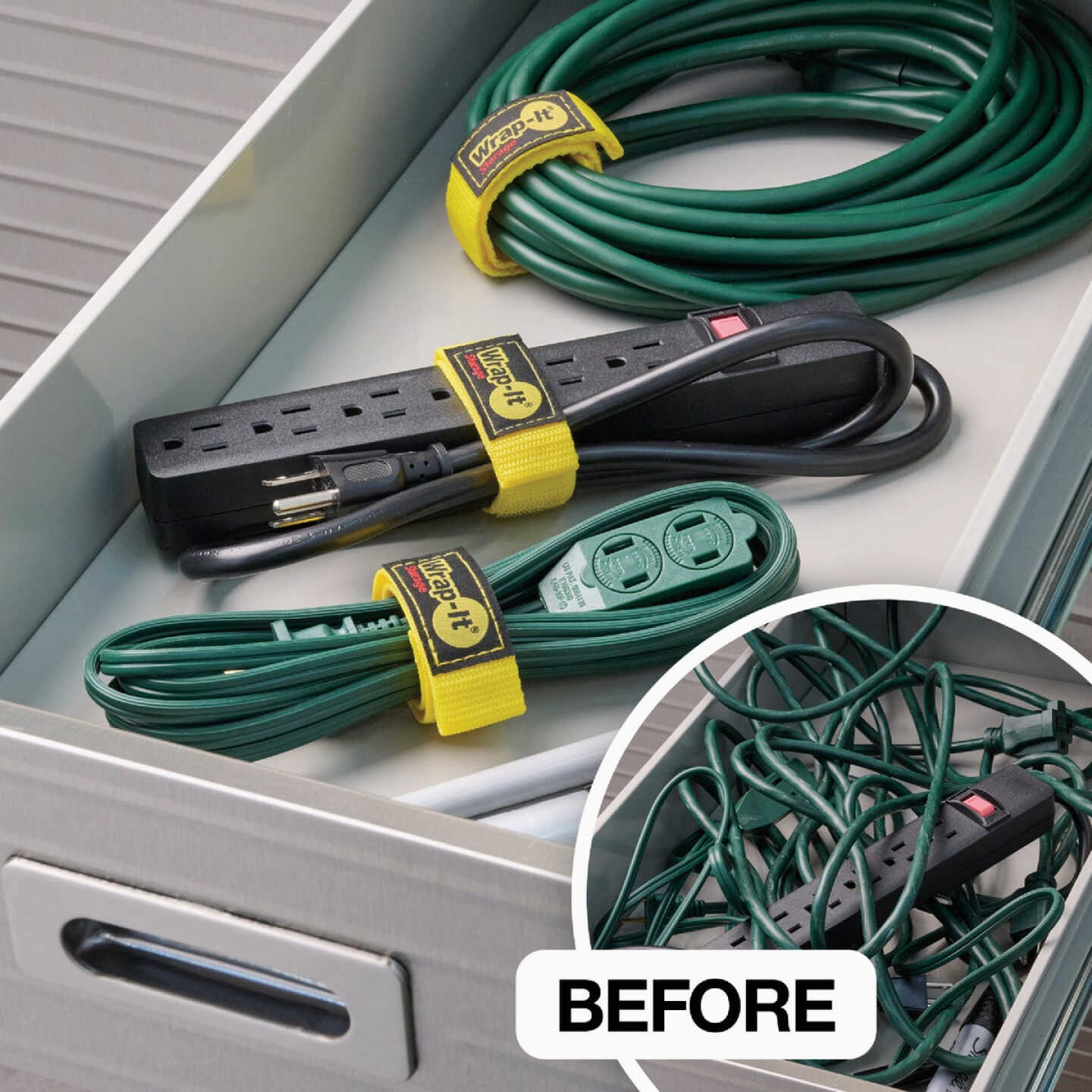 Wrap-It Storage Quick-Straps 12 In. Yellow Weatherproof Hook & Loop Strap Image 4