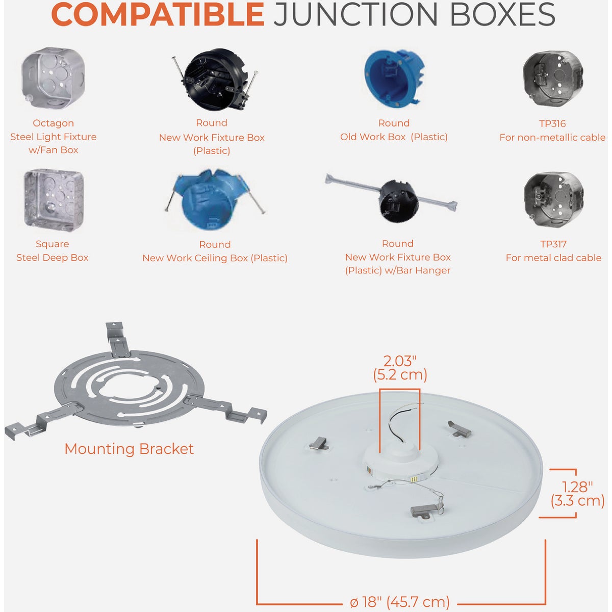 Halo 18 In. CCT & Lumen Selectable LED Round Disc Surface Mount Downlight Image 5