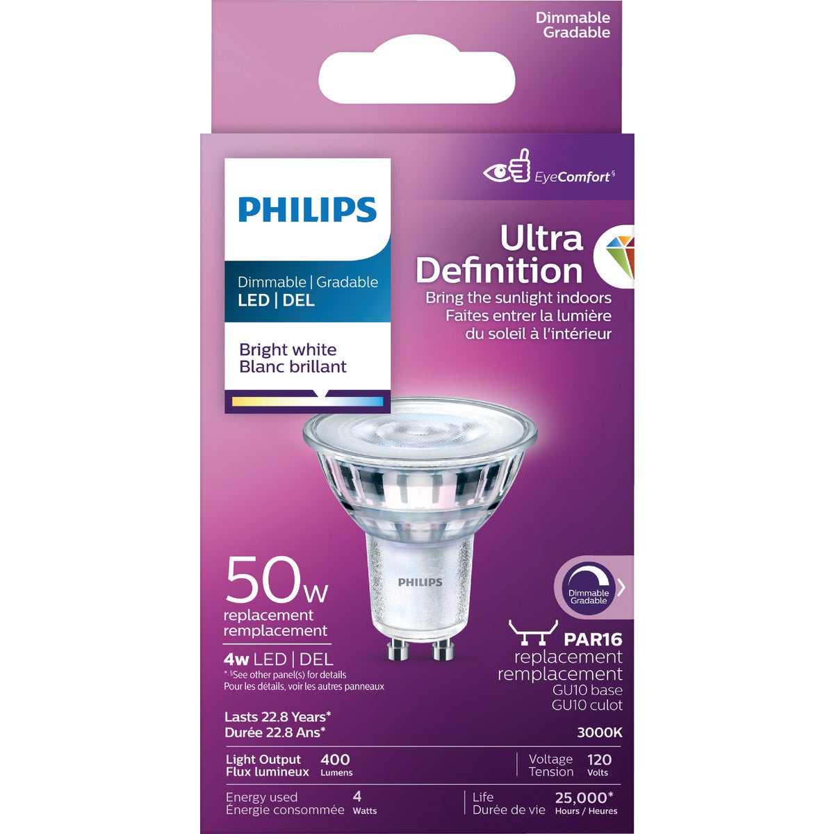 Philips Ultra Definition 50W Equivalent Bright White MR16 GU10 Base Dimmable LED Light Bulb Image 2