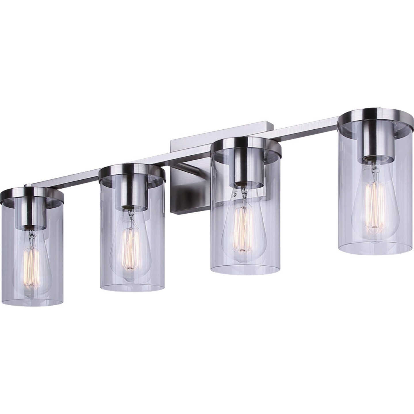 Canarm Britton 4-Light Brushed Nickel Vanity Bath Light Fixture, Clear Glass Image 1