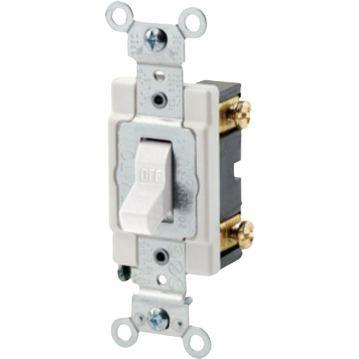Leviton Commercial Grade 20A Toggle Single Pole AC Quiet Switch, White