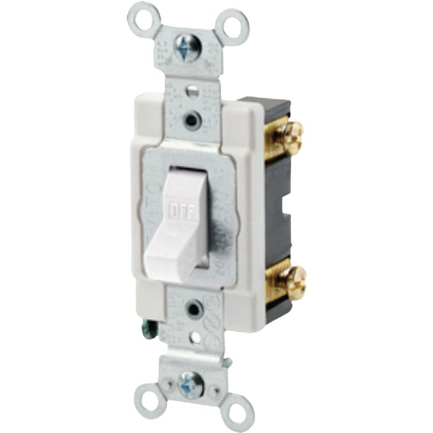 Leviton Commercial Grade 20A Toggle Single Pole AC Quiet Switch, White Image 1