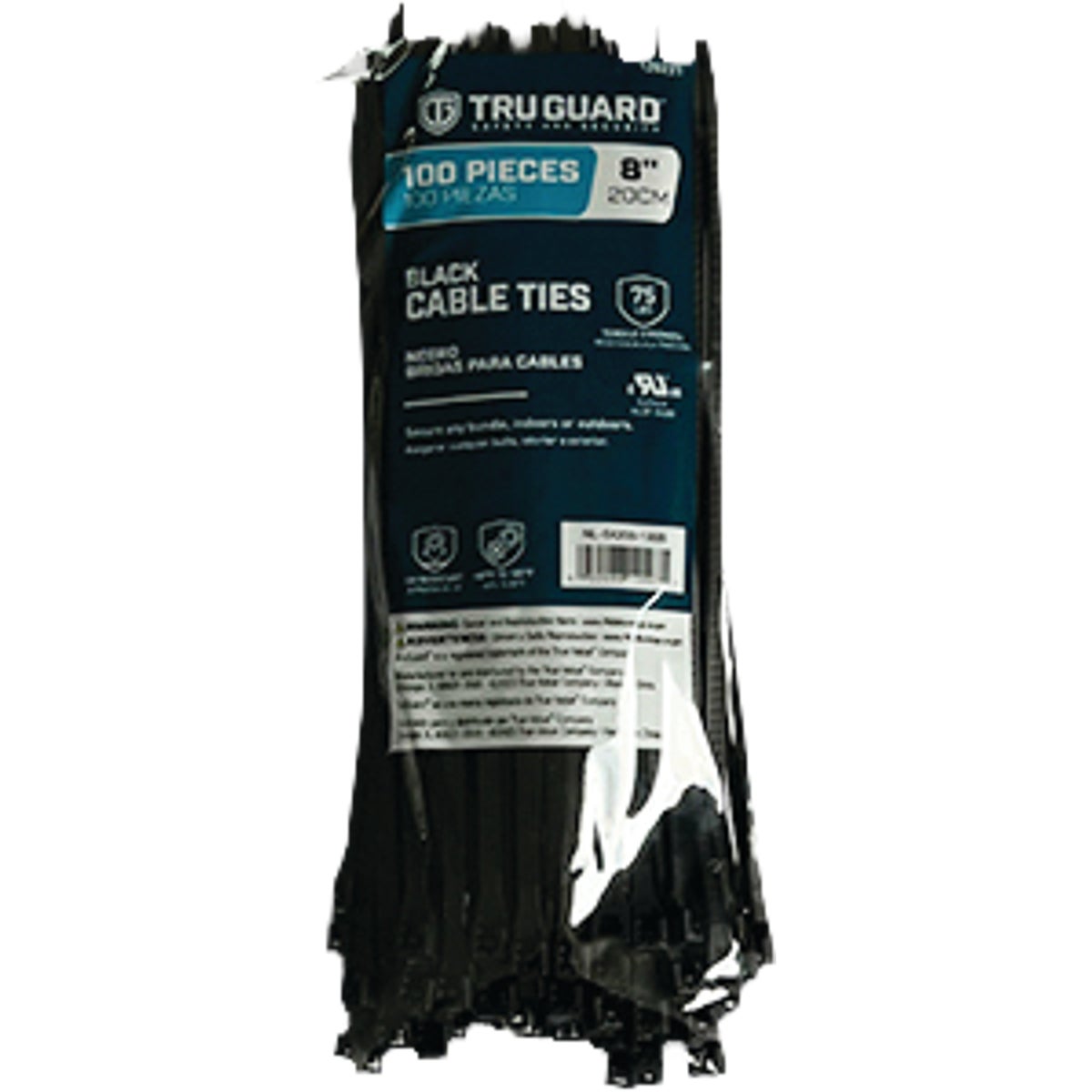 TruGuard 8 In. Black CableTie (100-Pack)
