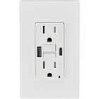 Leviton SmartlockPro White 15A Self-Test GFCI Combination 24-Watt (4.8 Amp) 2-Port Type A/C USB In-Wall Charger Duplex Outlet Image 3