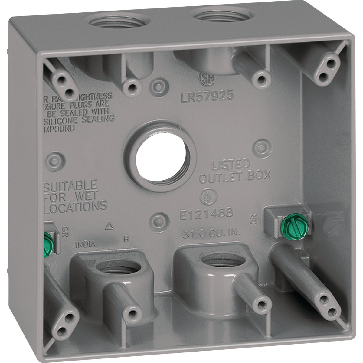 Southwire Dual Gang 3/4 In. 5-Hole Gray Weatherproof Junction Box