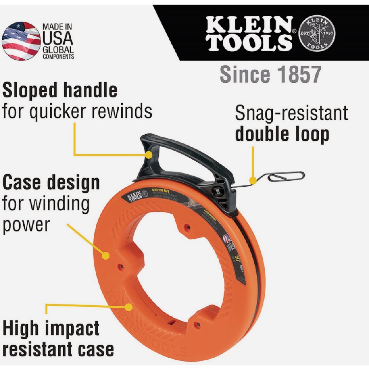 Klein 1/8 In. W. x 50 Ft. L. Steel Fish Tape Image 5