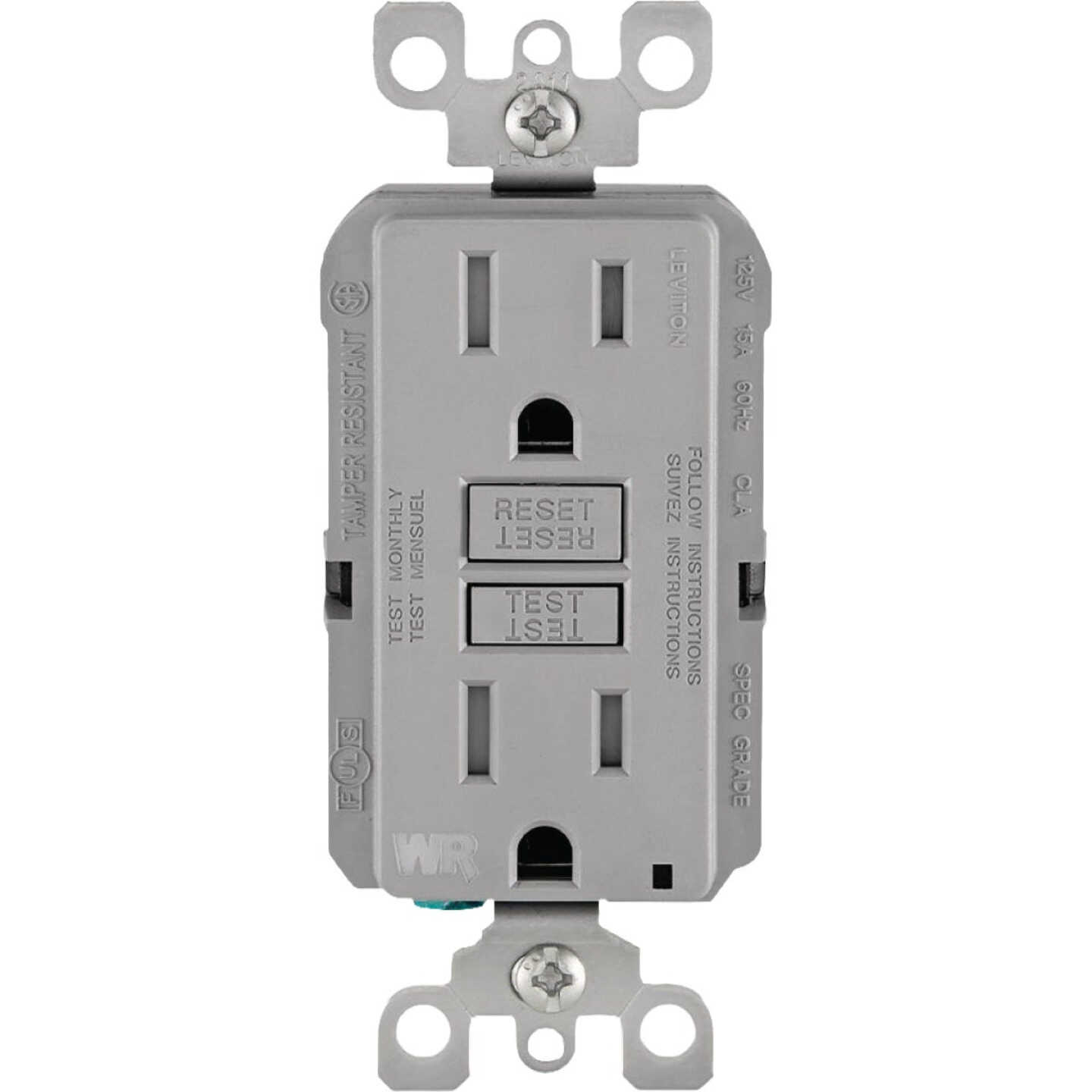 Leviton SmartlockPro 15A Gray Residential Grade Self-Test Tamper & Weather Resistant GFCI Outlet Image 1