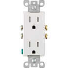 Leviton Decora 15A White Tamper Resistant Residential Grade 5-15R Duplex Outlet Image 1