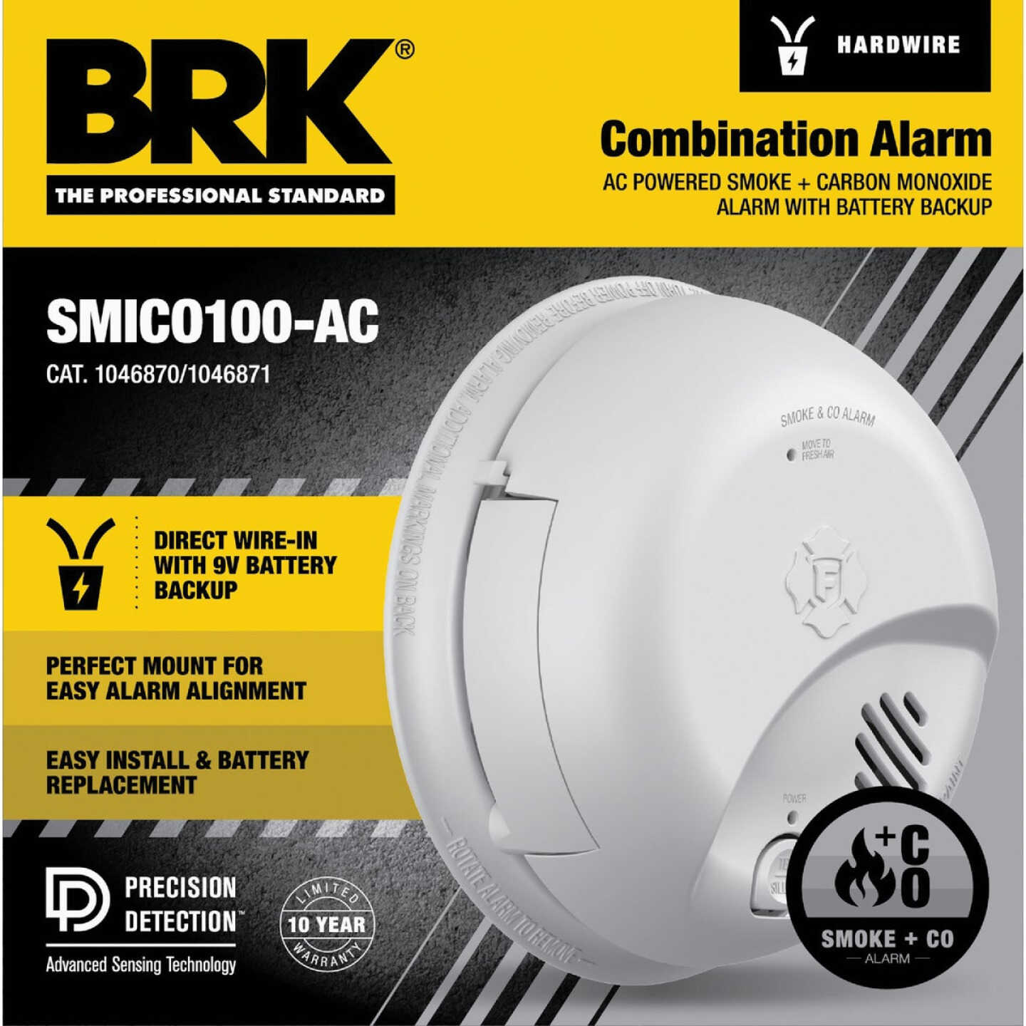 BRK SMICO100-AC 2-in-1 Interconnect Hardwire Ionization Smoke & Carbon Monoxide Alarm Image 1