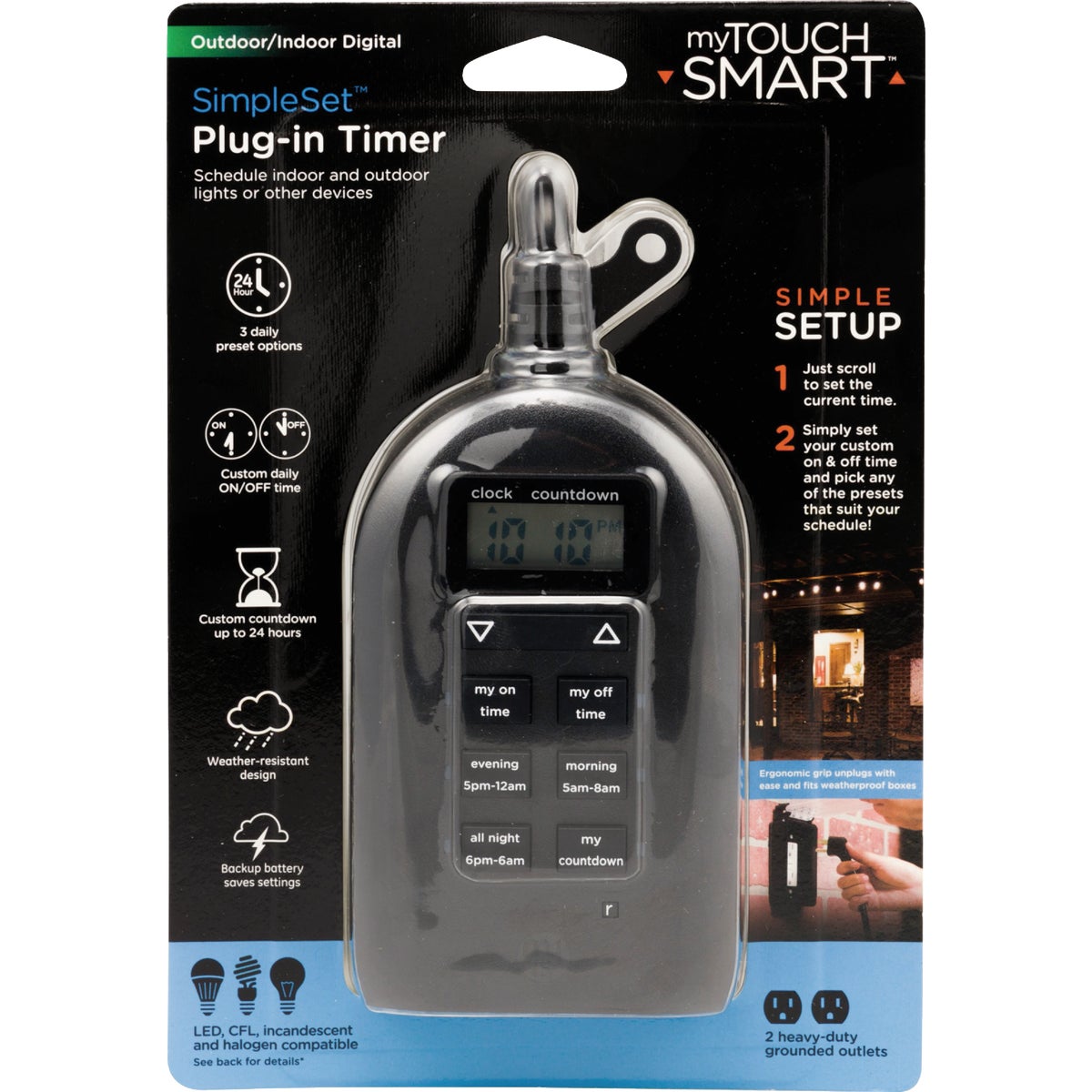 myTouchSmart 2-Outlet Outdoor Digital Timer
