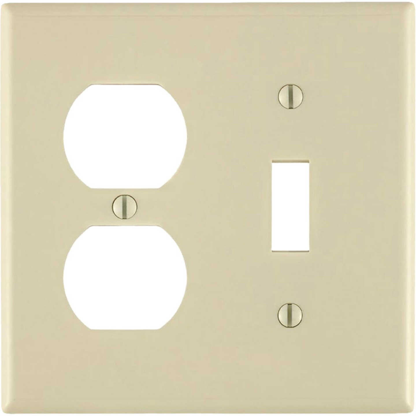 Leviton 2-Gang Light Almonf 1-Toggle 1-Duplex Device Combination Wall Plate Image 1