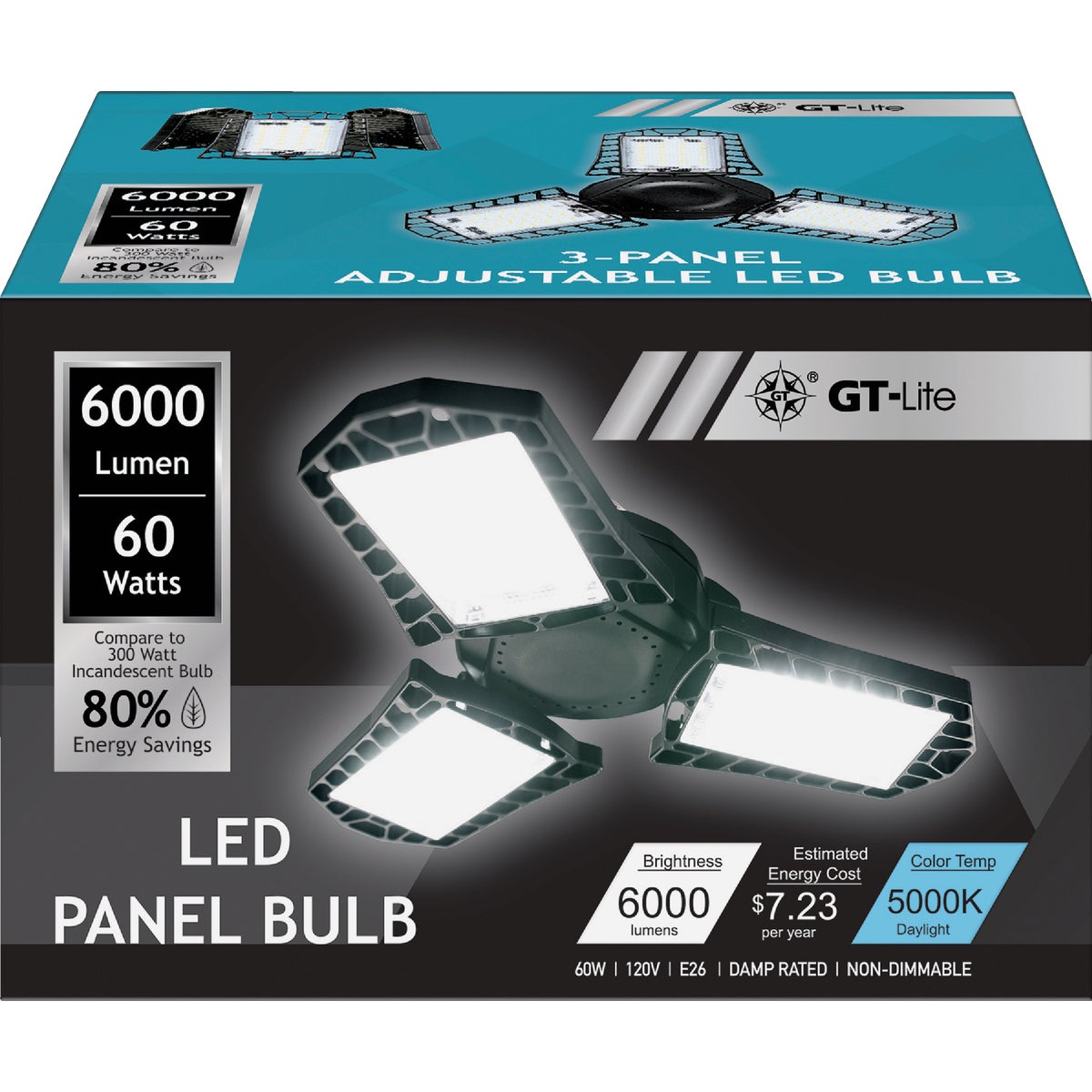 GT-Lite 300W Equivalent Clear 3-Panel Medium Base LED High-Intensity Replacement Light Bulb Image 2